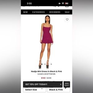 Lovers and Friends “Nadja” pink and black houndstooth dress